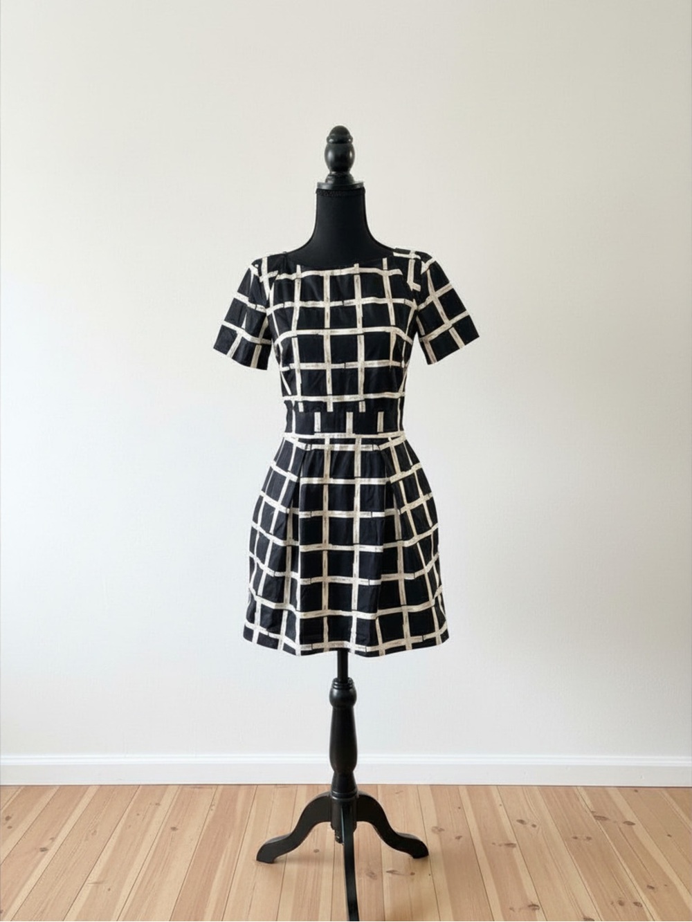 French Connection Black and White Grid Mini Dress